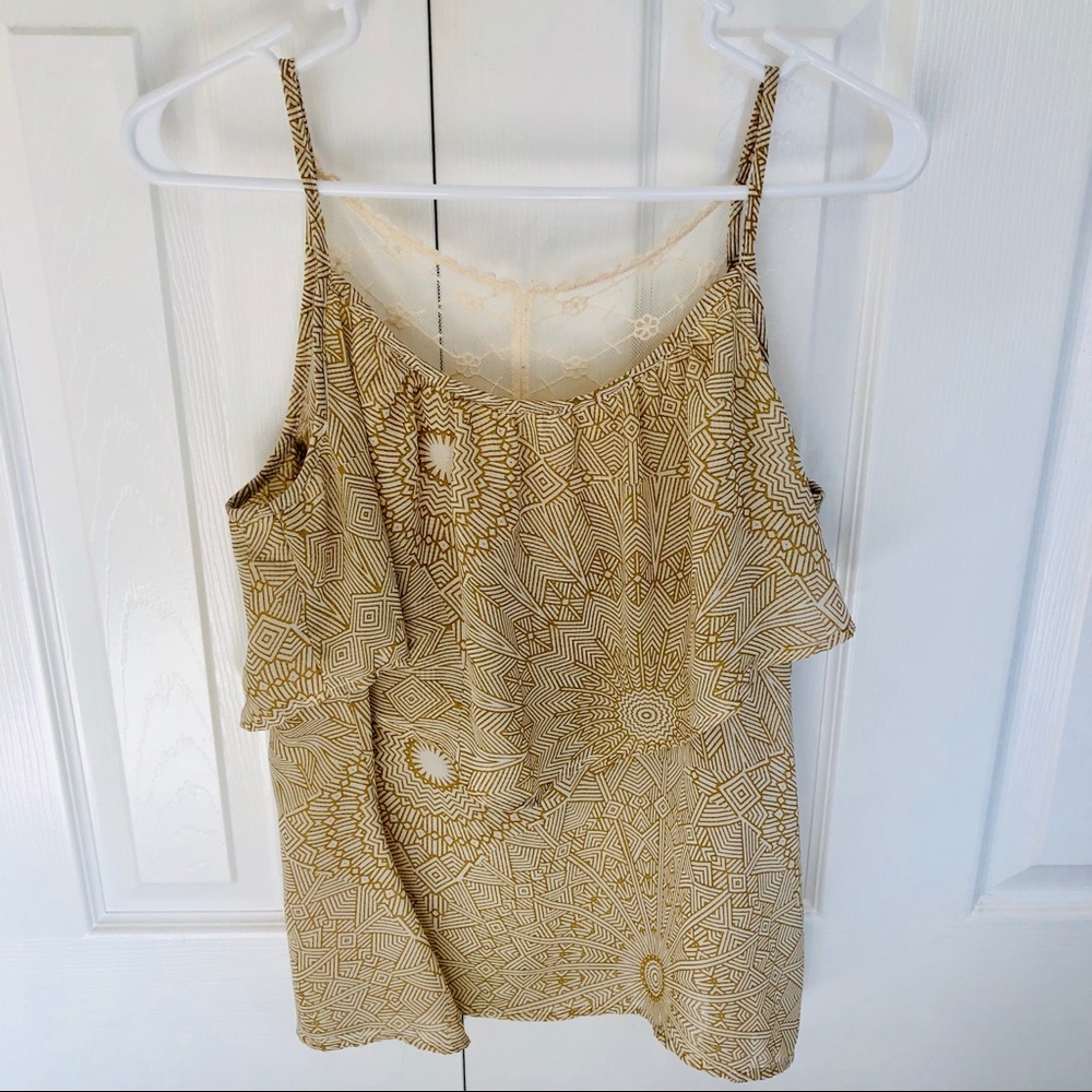 Kina Tiered Tank Top in Gold and Cream Size Medium